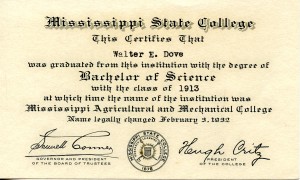 Walter E. Dove's first academic credential.