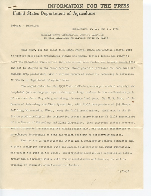 May 13, 1938 (Press Release Page 1)